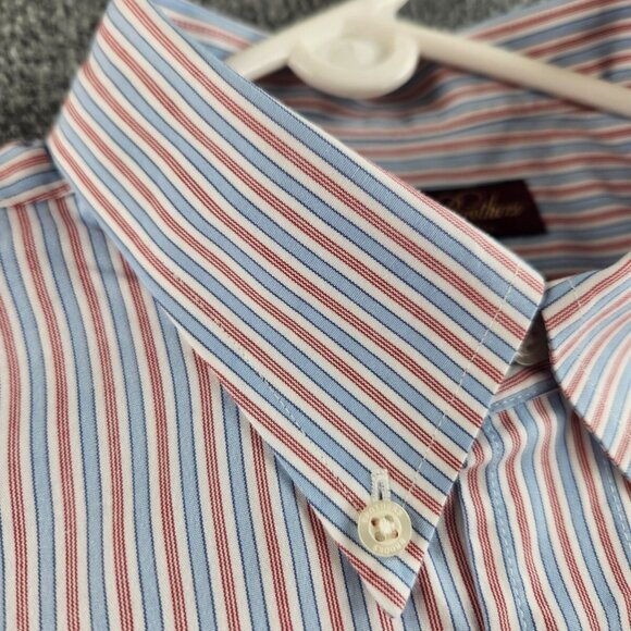 Brooks Brothers Boys XL Shirt Striped Red Blue Button Down Cotton Non Iron Teens - Picture 6 of 13
